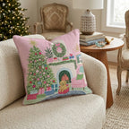 Golden Retriever Christmas Parlor Throw Pillow - Hillcroft Home