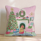 Golden Retriever Christmas Parlor Throw Pillow - Hillcroft Home
