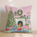 Golden Retriever Christmas Parlor Throw Pillow - Hillcroft Home