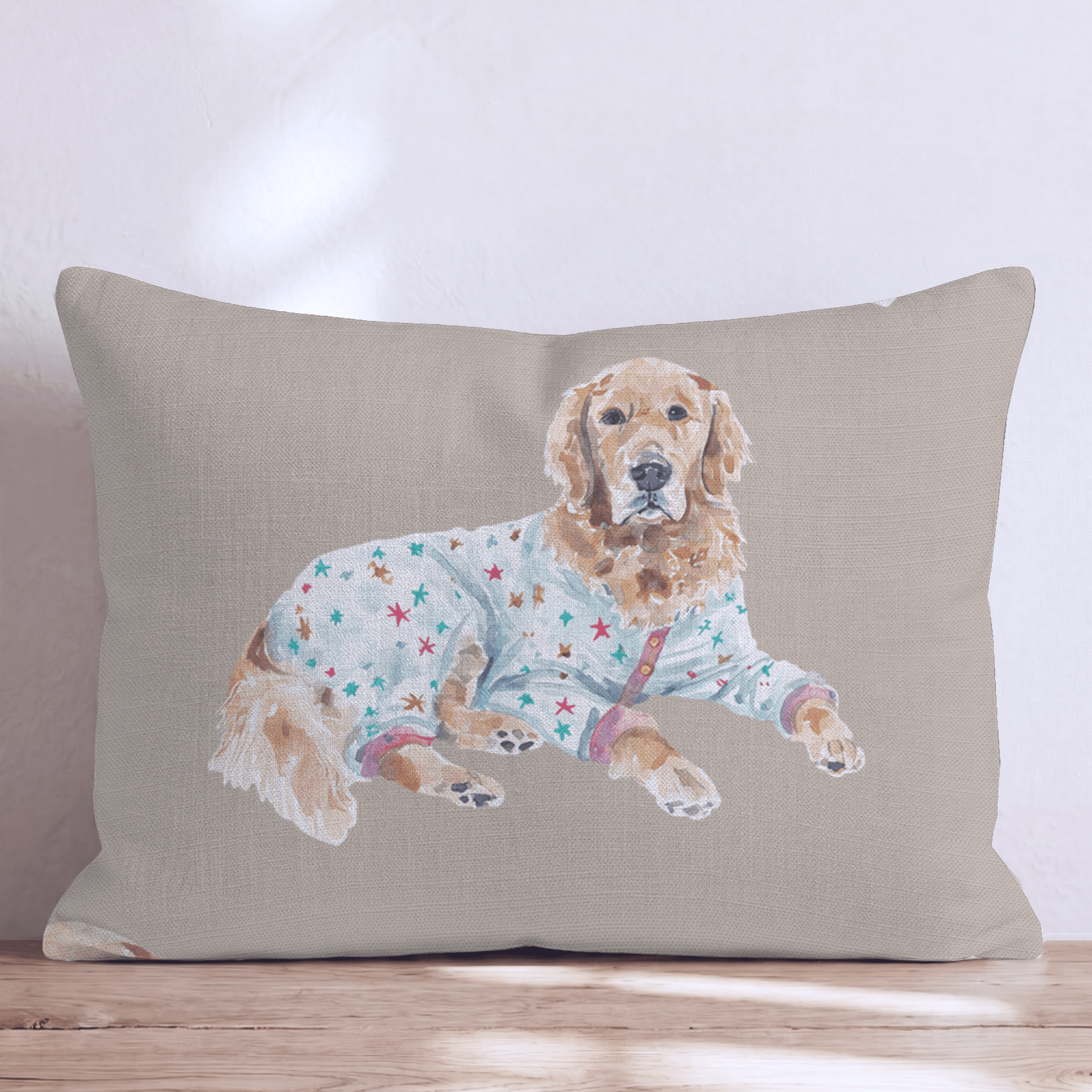 Golden Retriever Christmas Pyjamas Throw Pillow - Hillcroft Home