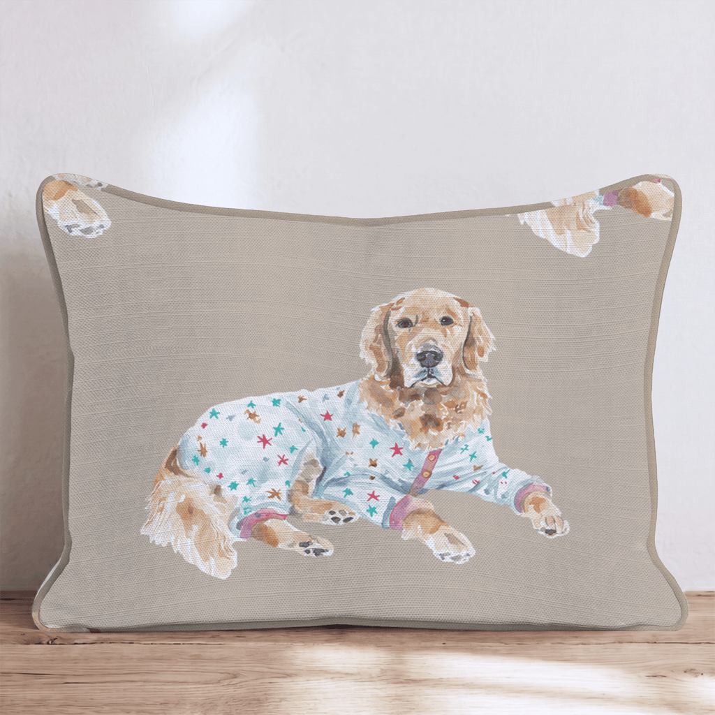 Golden Retriever Christmas Pyjamas Throw Pillow - Hillcroft Home