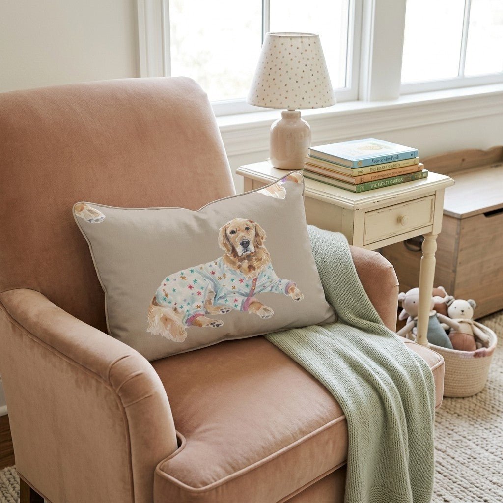 Golden Retriever Christmas Pyjamas Throw Pillow - Hillcroft Home