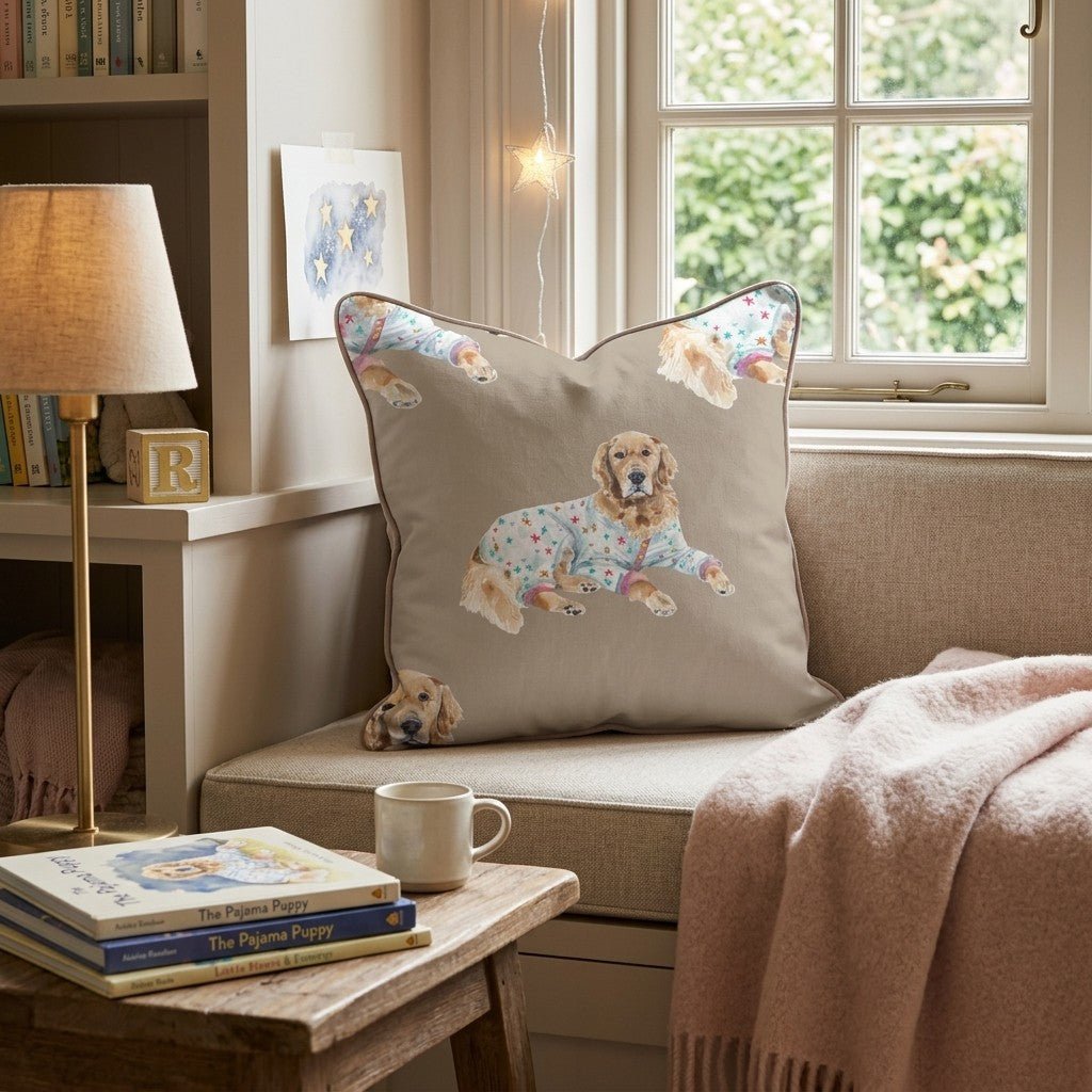 Golden Retriever Christmas Pyjamas Throw Pillow - Hillcroft Home