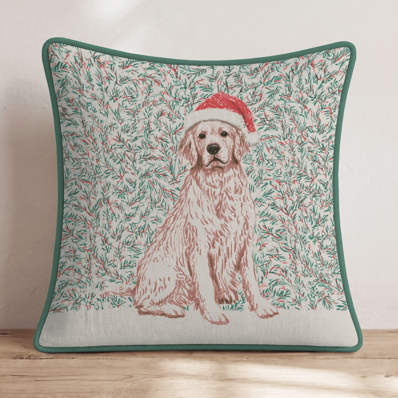 Golden Retriever Christmas Spirit Throw Pillow - Hillcroft Home