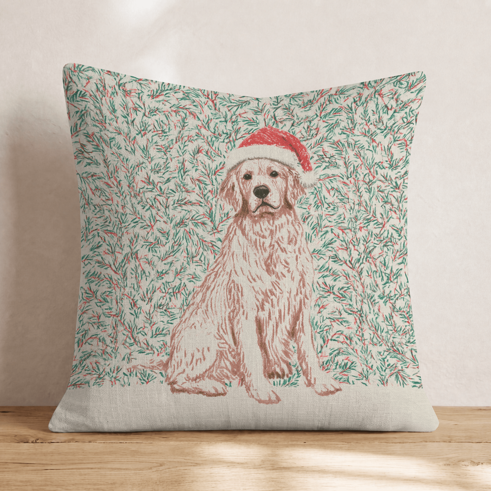 Golden Retriever Christmas Spirit Throw Pillow - Hillcroft Home
