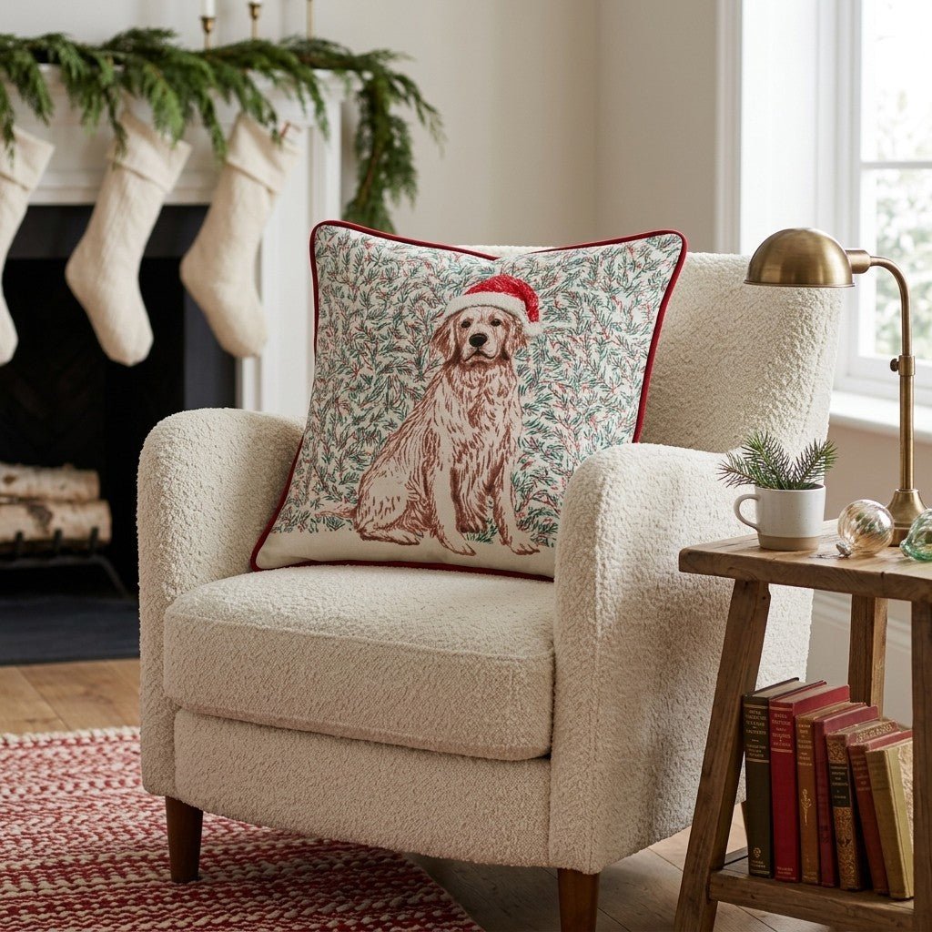 Golden Retriever Christmas Spirit Throw Pillow - Hillcroft Home