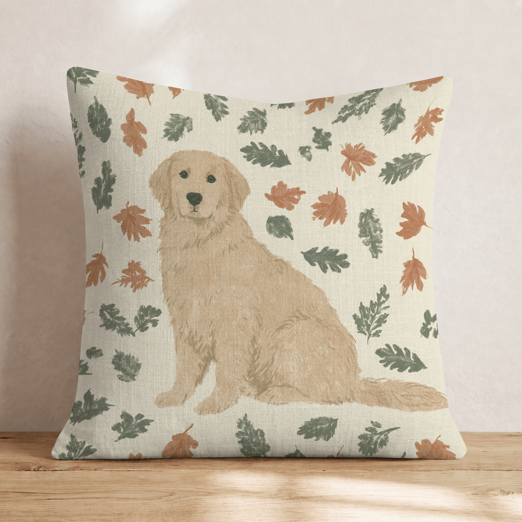 Golden Retriever Cozy Fall Walk Throw Pillow - Hillcroft Home