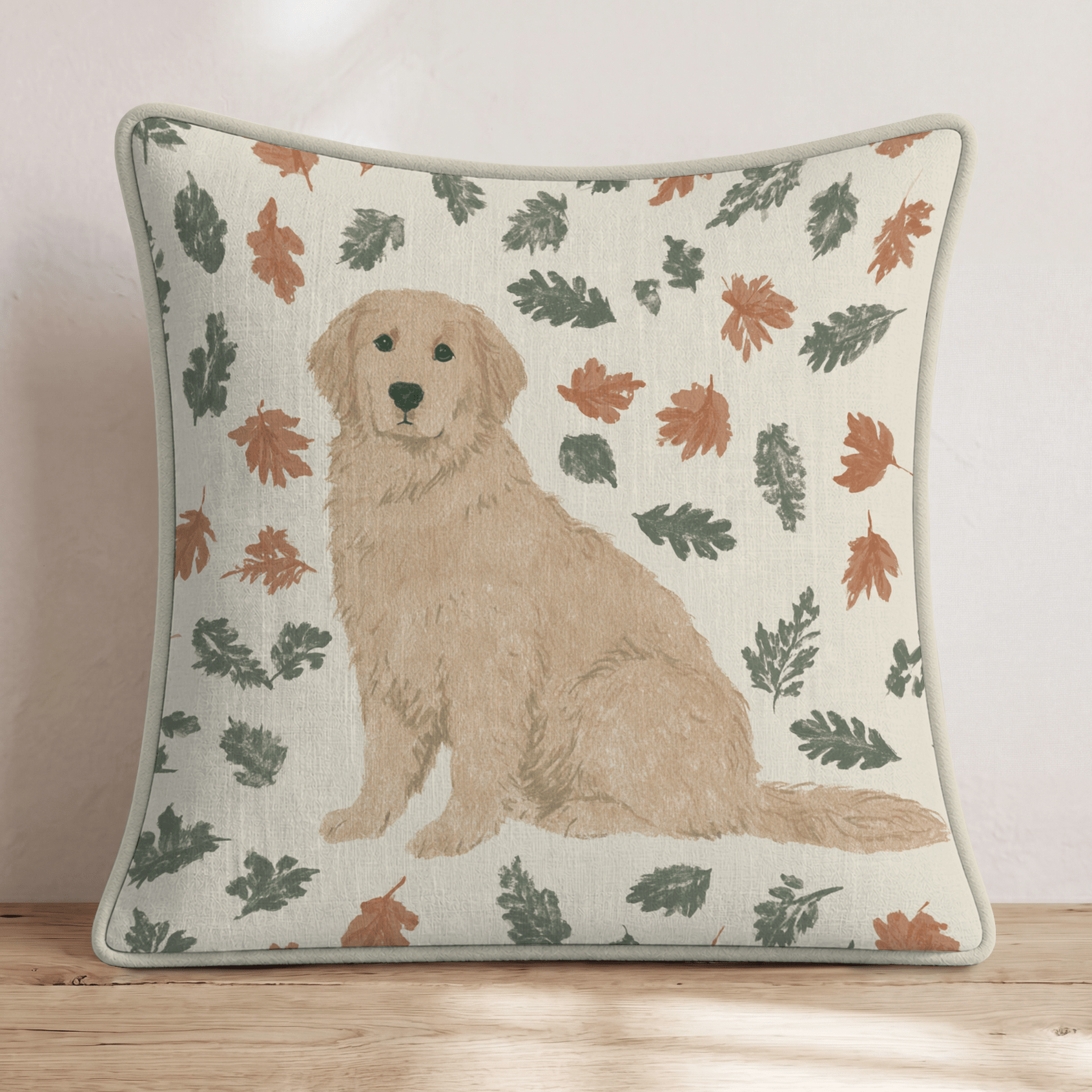 Golden Retriever Cozy Fall Walk Throw Pillow - Hillcroft Home