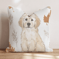 Golden Retriever Fall Leaves Pattern Throw Pillow - Hillcroft Home