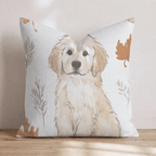 Golden Retriever Fall Leaves Pattern Throw Pillow - Hillcroft Home