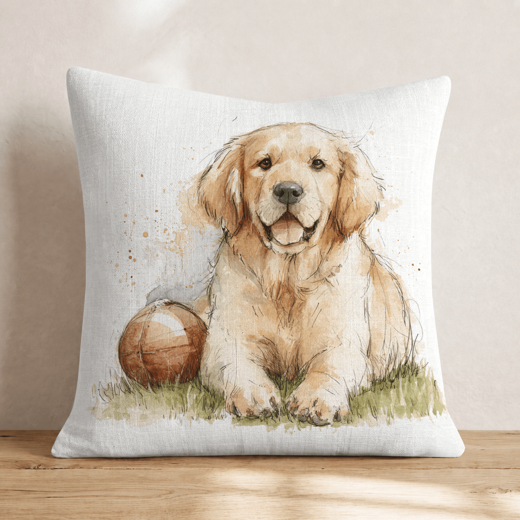 Golden Retriever Game Day Football Throw Pillow - Hillcroft Home