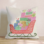Golden Retriever Gift Sleigh Throw Pillow - Hillcroft Home