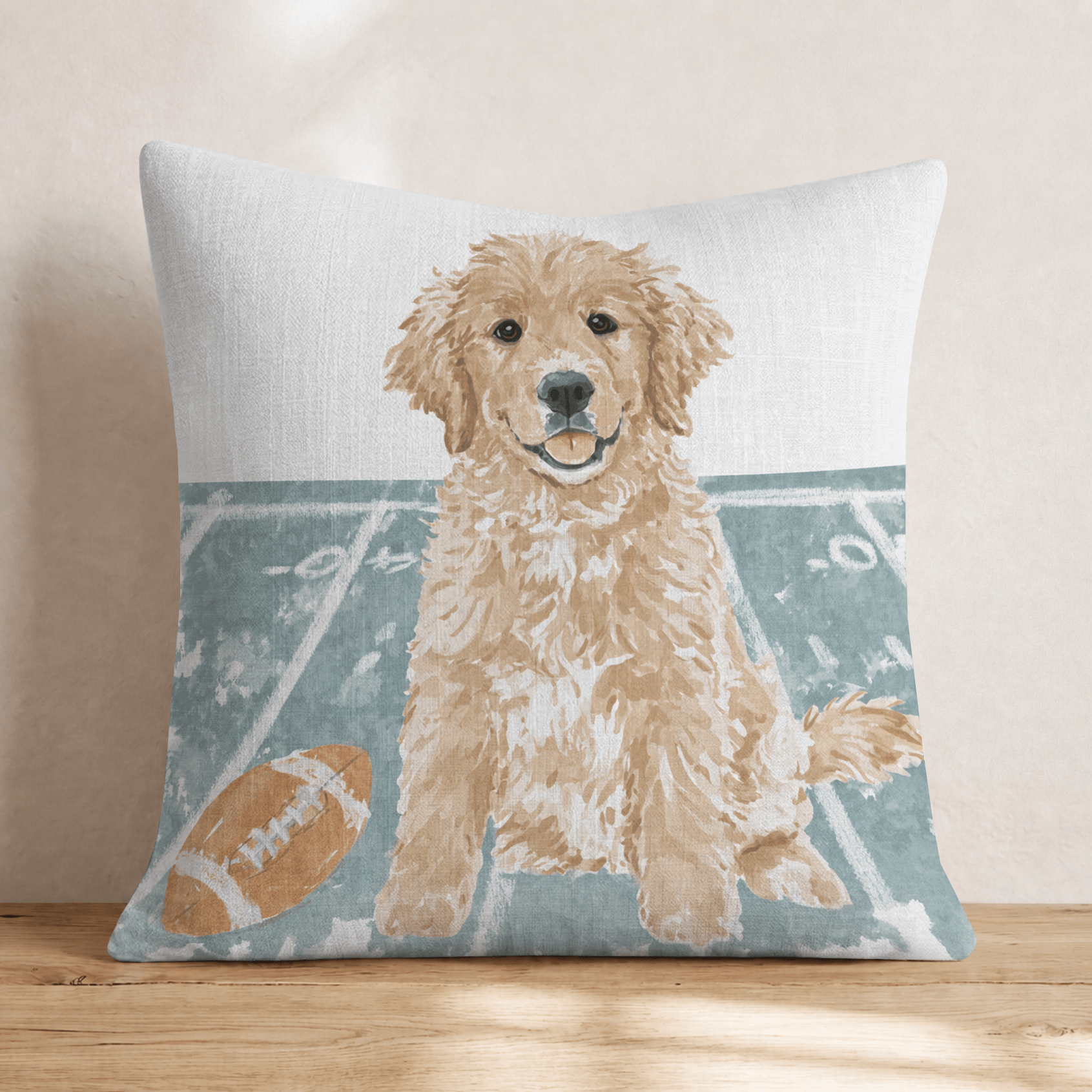 Golden Retriever Gridiron Hero Throw Pillow - Hillcroft Home