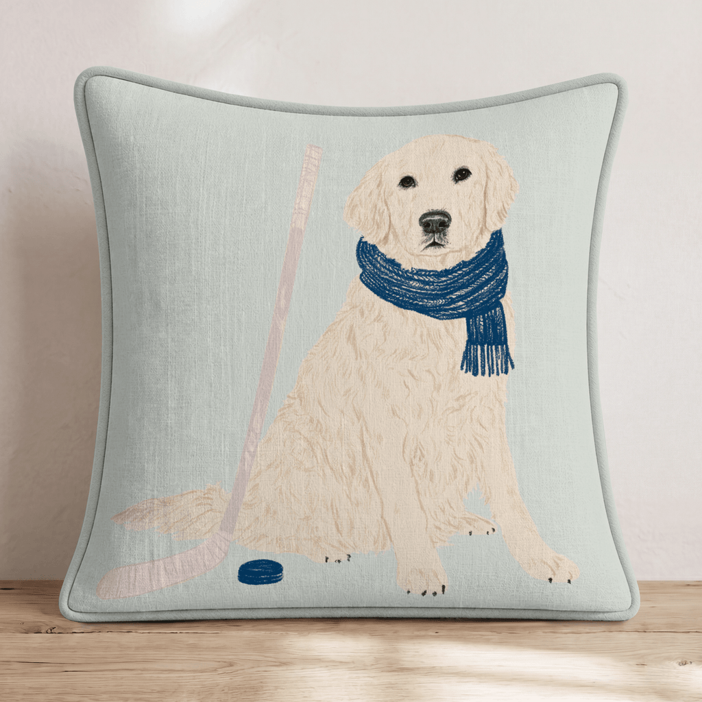 Golden Retriever Hockey Star Throw Pillow - Hillcroft Home