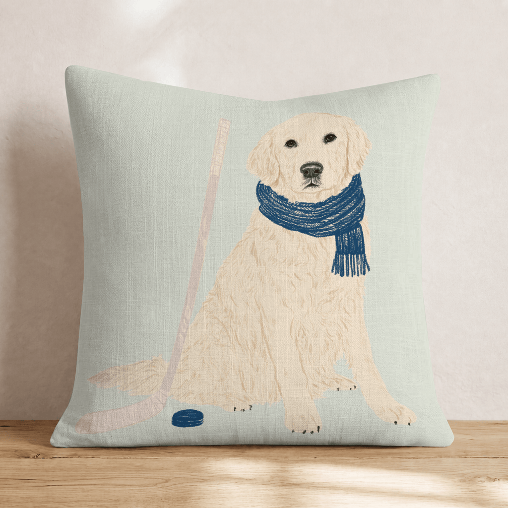 Golden Retriever Hockey Star Throw Pillow - Hillcroft Home