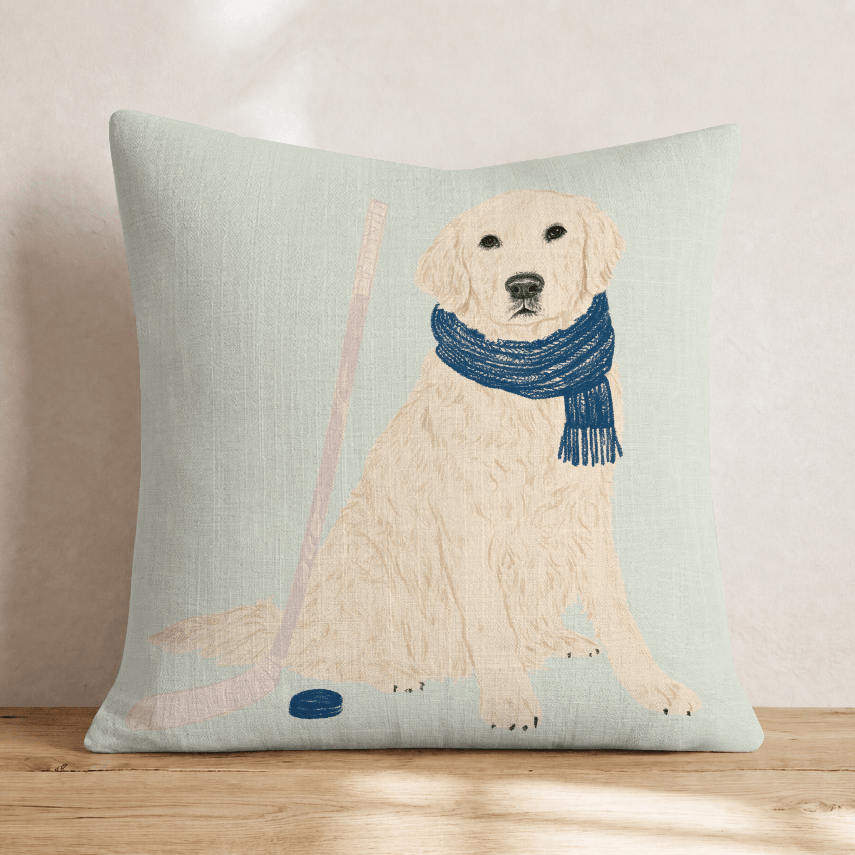 Golden Retriever Hockey Star Throw Pillow - Hillcroft Home
