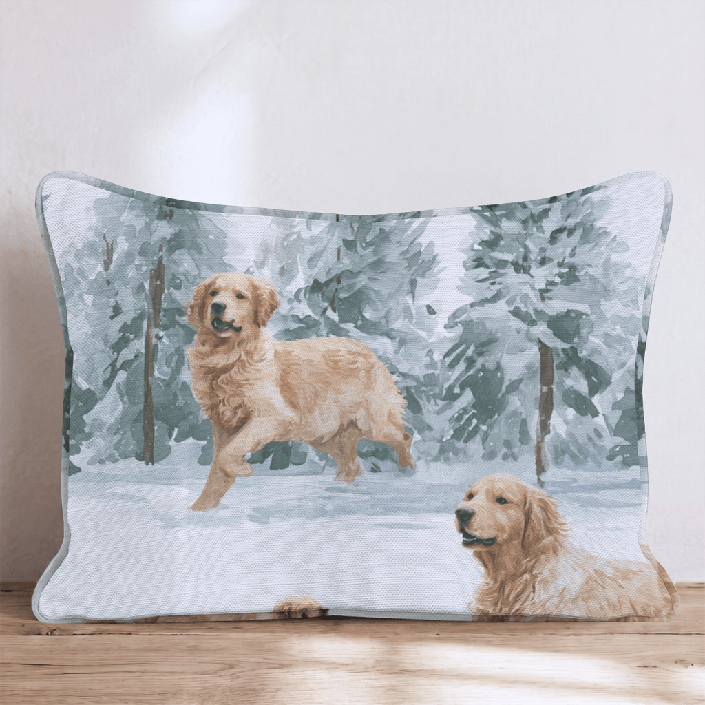 Golden Retriever Holiday Snow Throw Pillow - Hillcroft Home