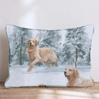 Golden Retriever Holiday Snow Throw Pillow - Hillcroft Home