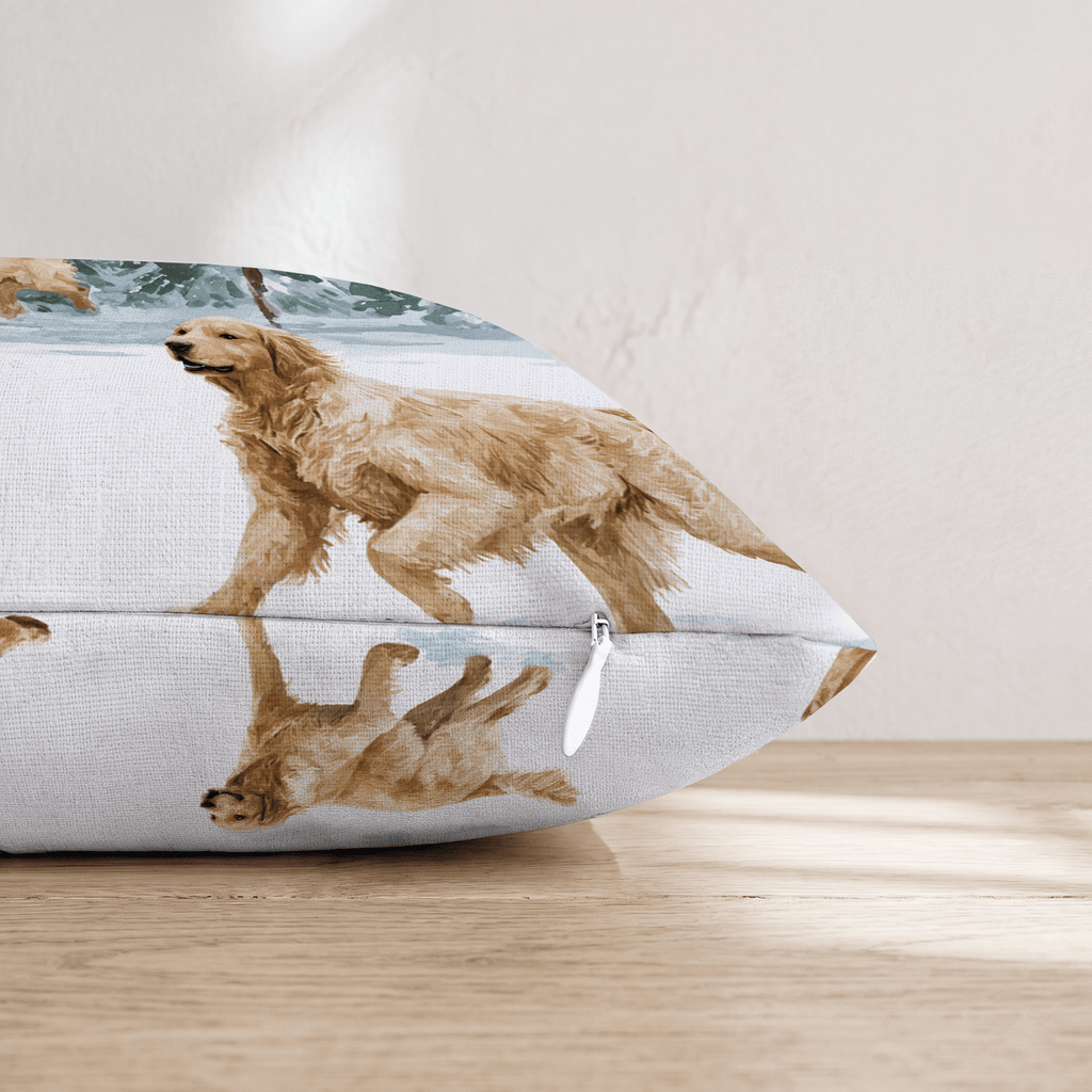 Golden Retriever Holiday Snow Throw Pillow - Hillcroft Home