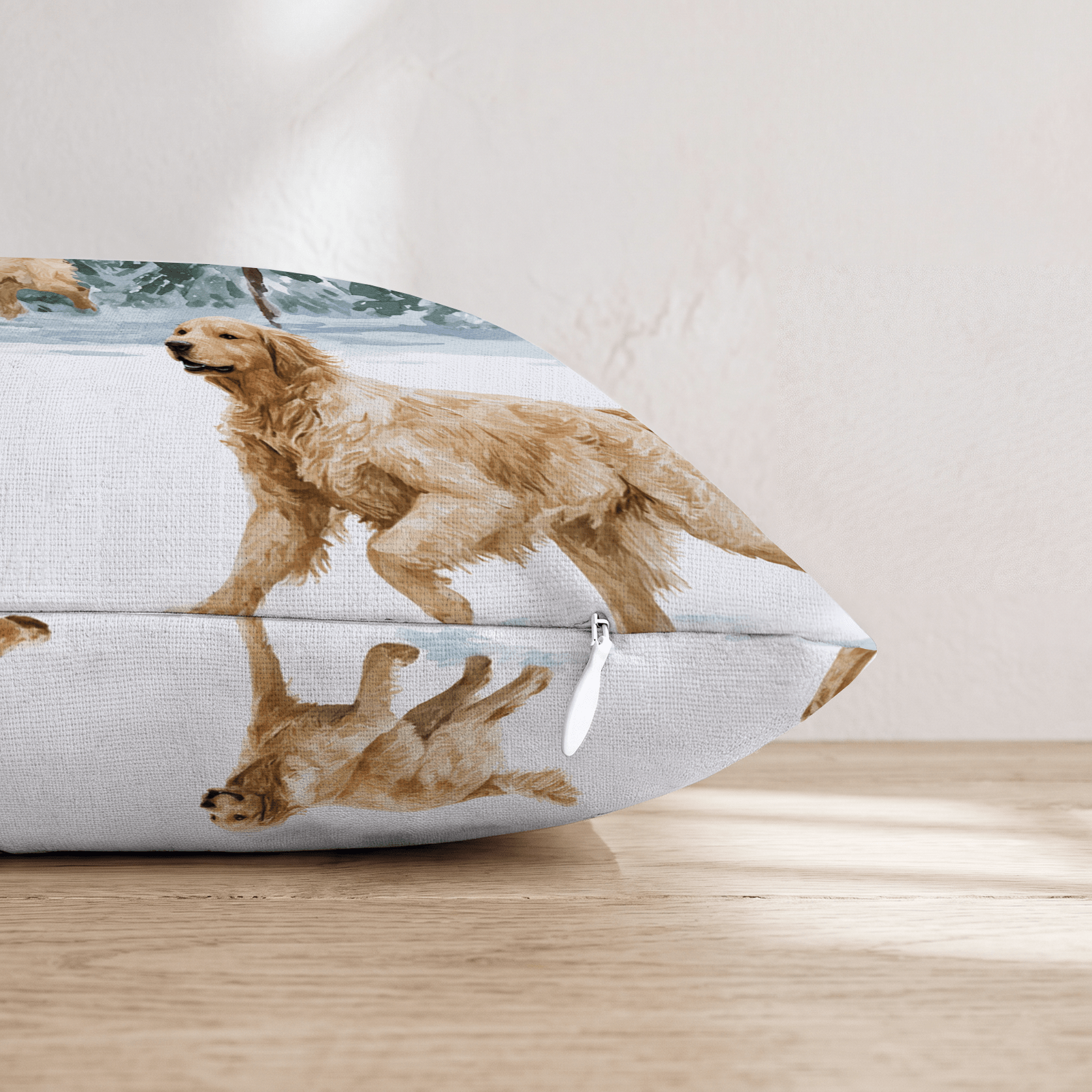 Golden Retriever Holiday Snow Throw Pillow - Hillcroft Home