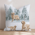 Golden Retriever Holiday Snow Throw Pillow - Hillcroft Home