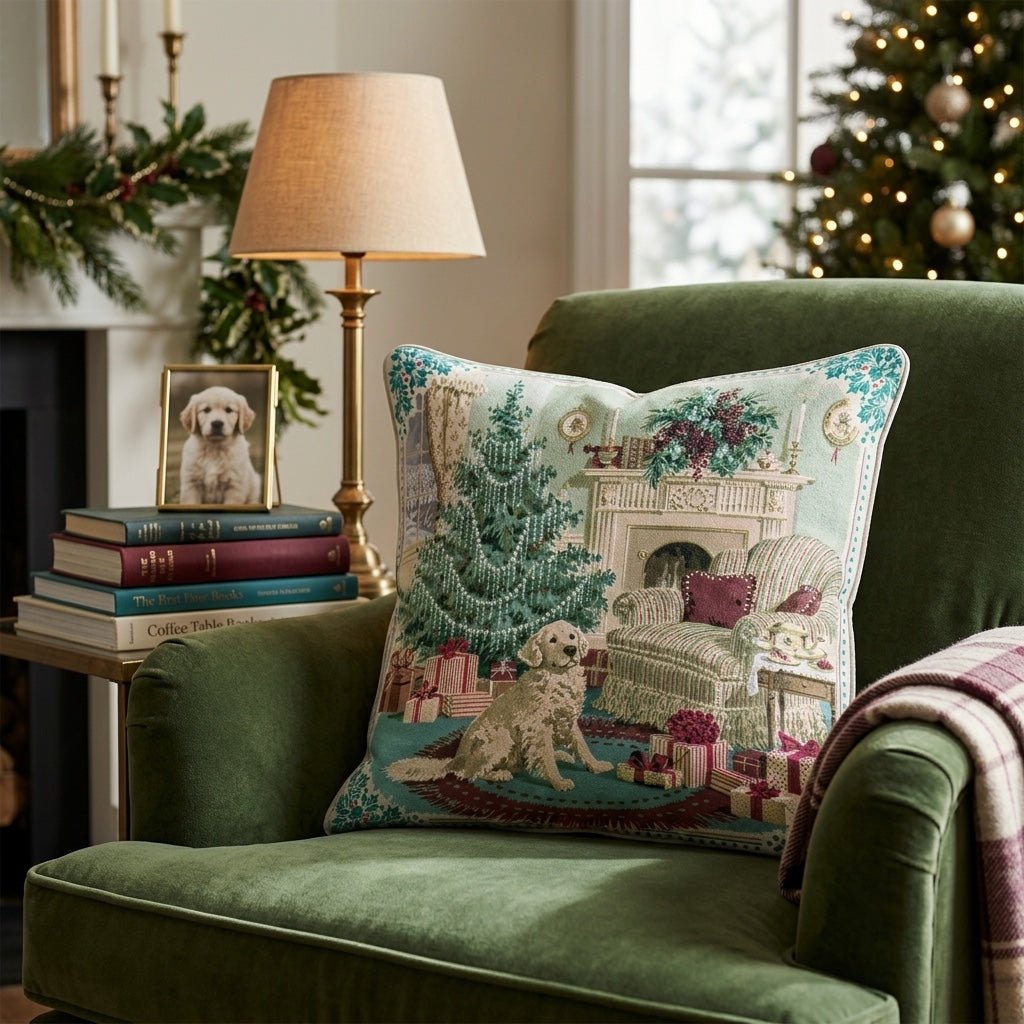 Golden Retriever Holly Parlor Throw Pillow - Hillcroft Home