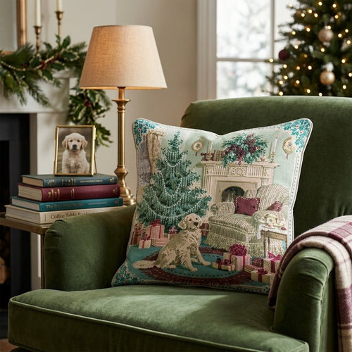 Golden Retriever Holly Parlor Throw Pillow - Hillcroft Home