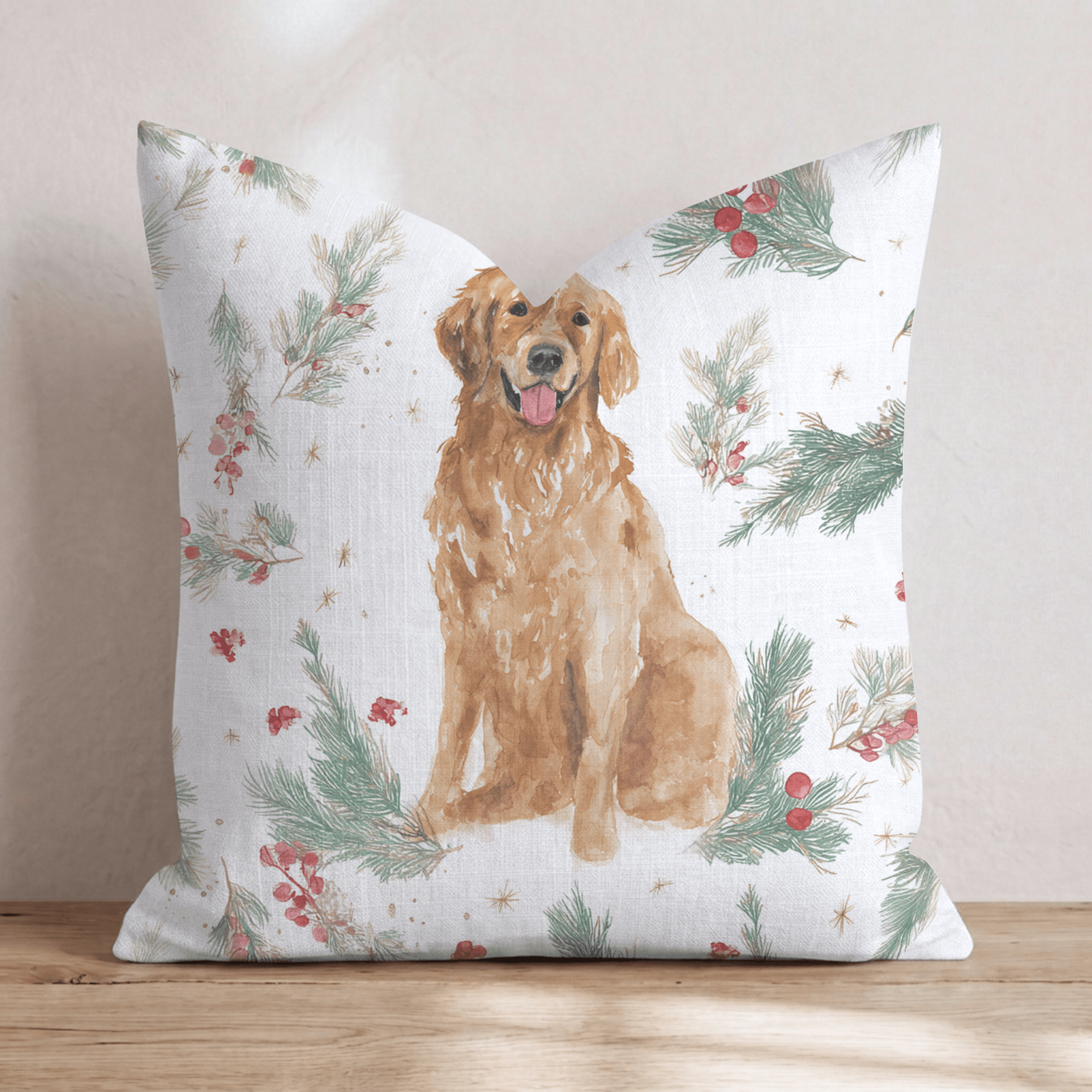Golden Retriever Holly Throw Pillow - Hillcroft Home