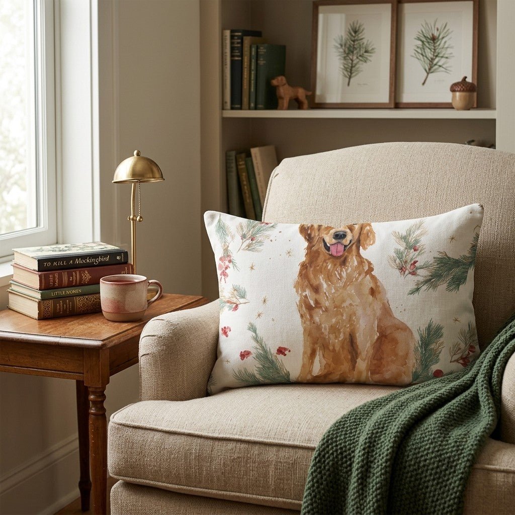 Golden Retriever Holly Throw Pillow - Hillcroft Home