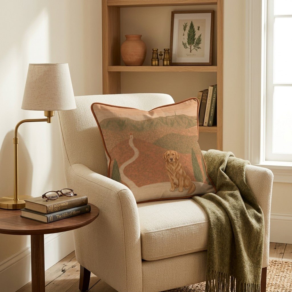 Golden Retriever Hollywood Fall Afternoon Throw Pillow - Hillcroft Home