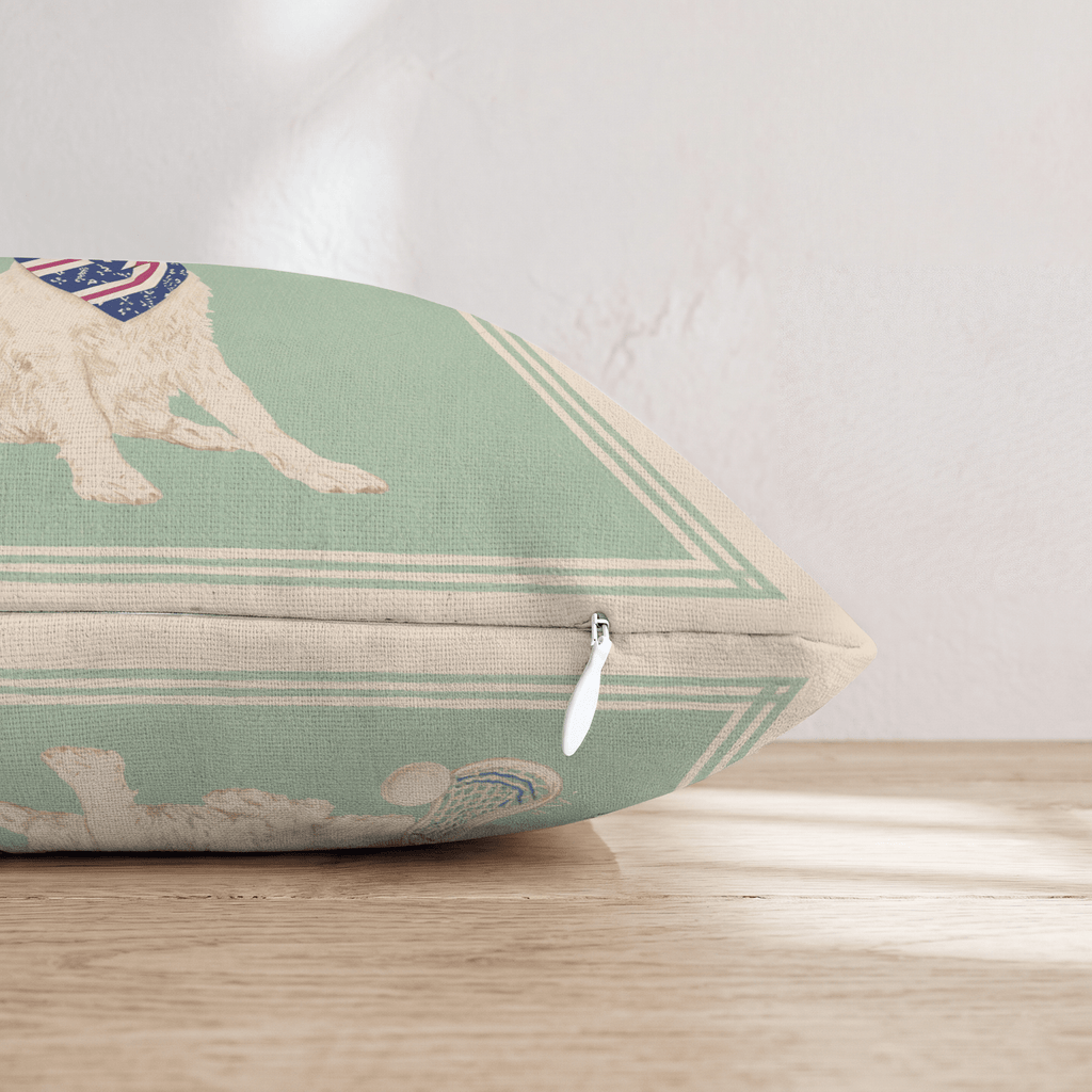 Golden Retriever Lacrosse Player Throw Pillow - Hillcroft Home