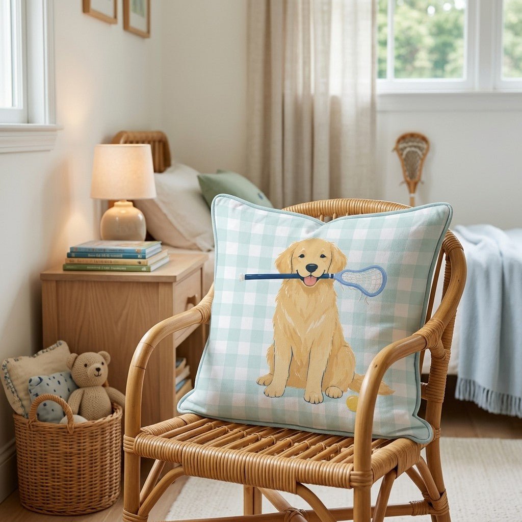 Golden Retriever Lacrosse Throw Pillow - Hillcroft Home