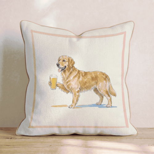 Golden Retriever Lager Throw Pillow - Hillcroft Home