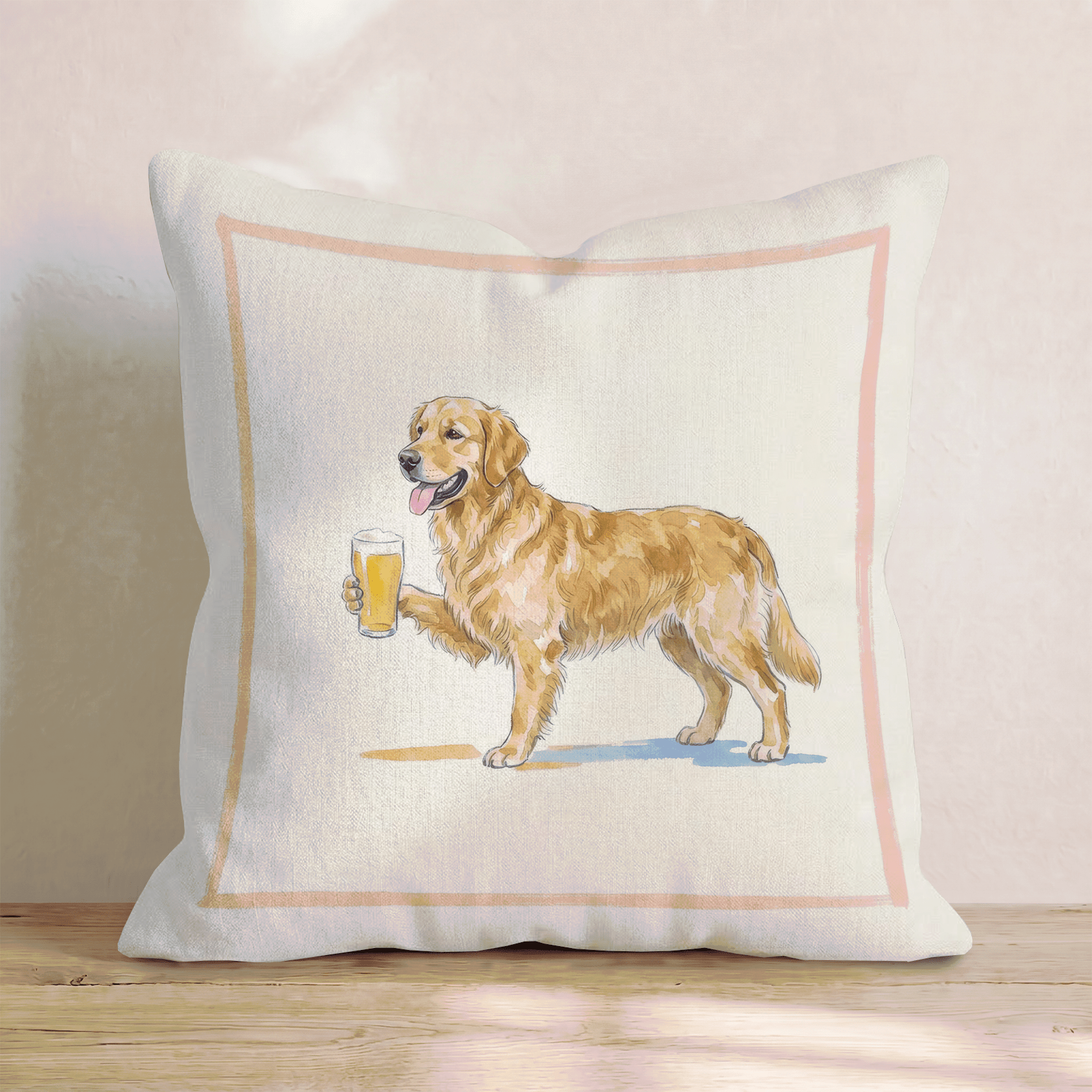 Golden Retriever Lager Throw Pillow - Hillcroft Home