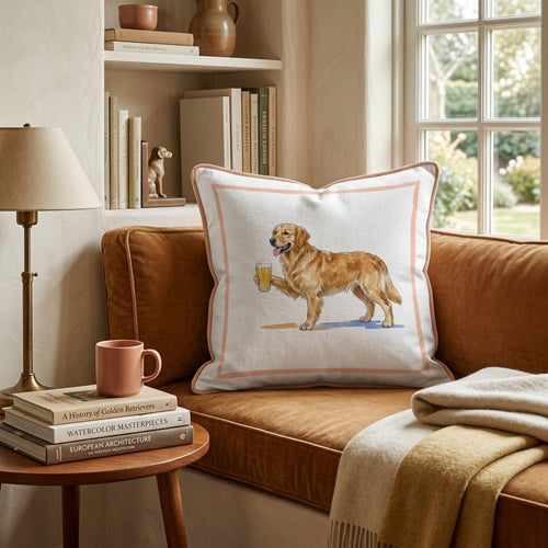 Golden Retriever Lager Throw Pillow - Hillcroft Home