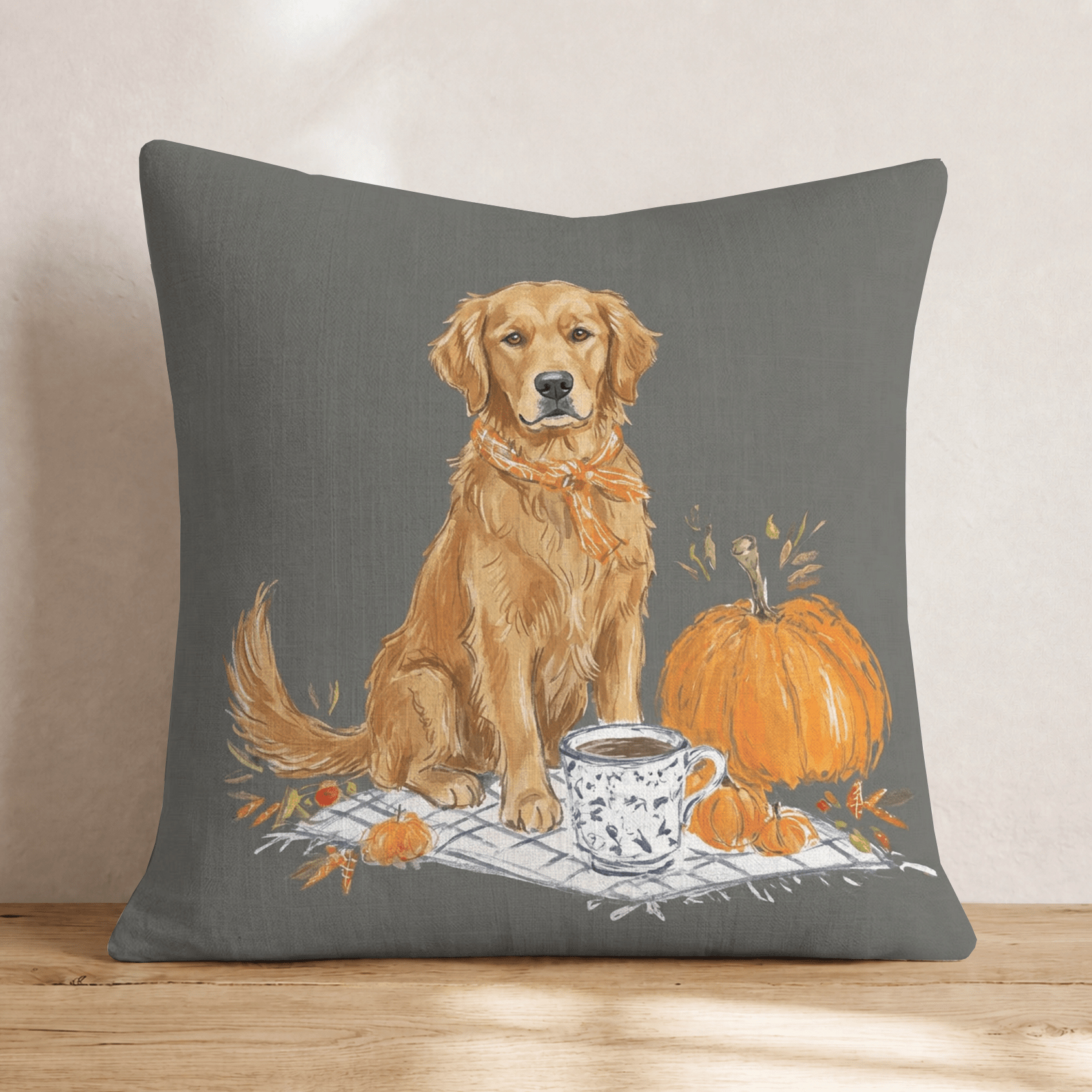 Golden Retriever Latte Run Throw Pillow - Hillcroft Home