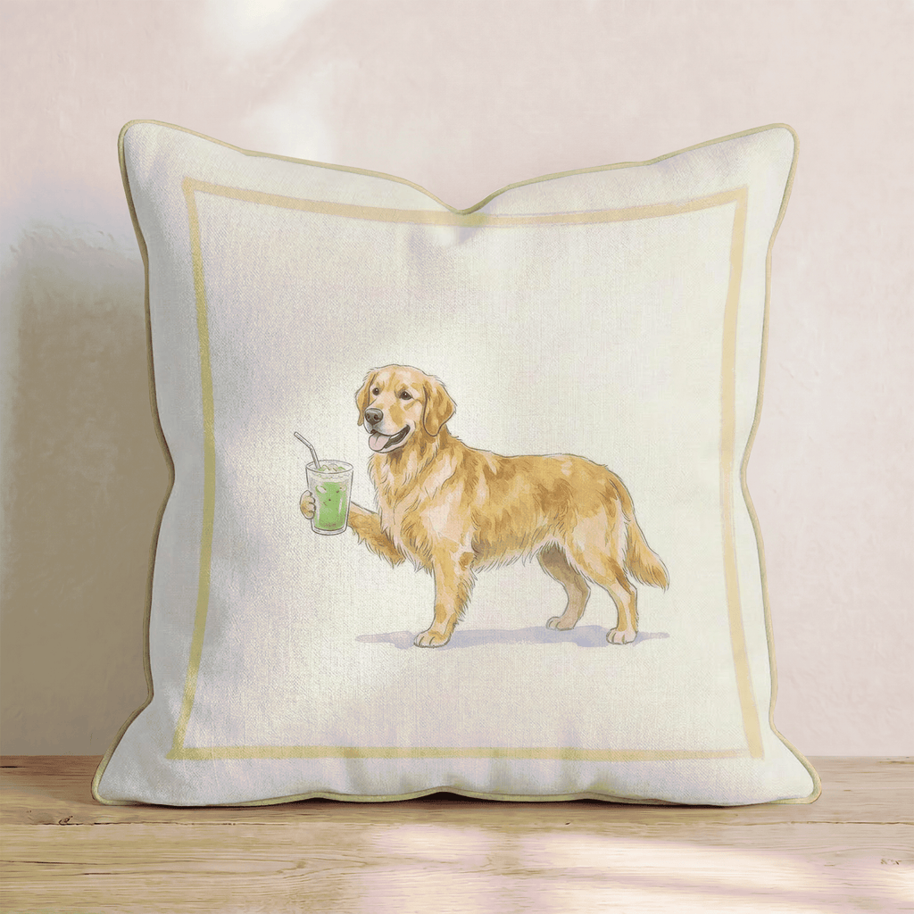 Golden Retriever Matcha Throw Pillow - Hillcroft Home