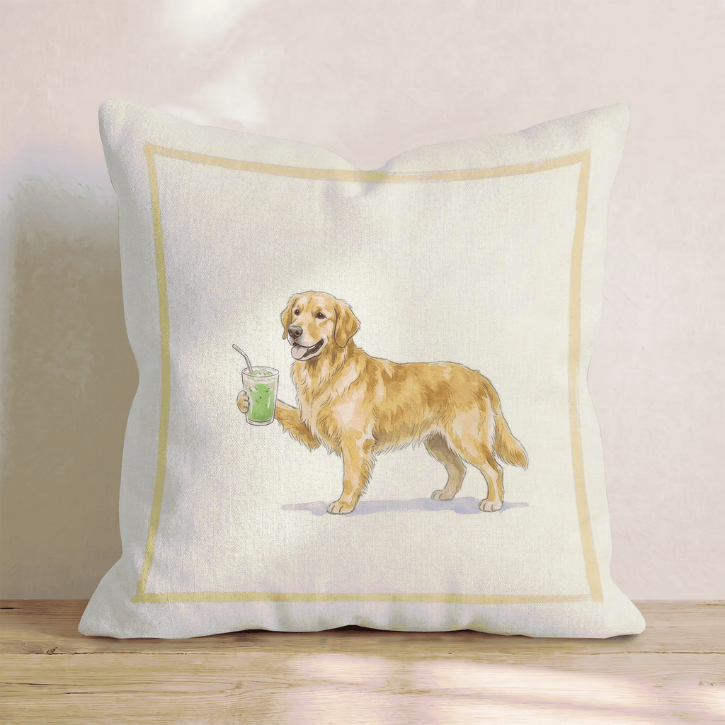 Golden Retriever Matcha Throw Pillow - Hillcroft Home