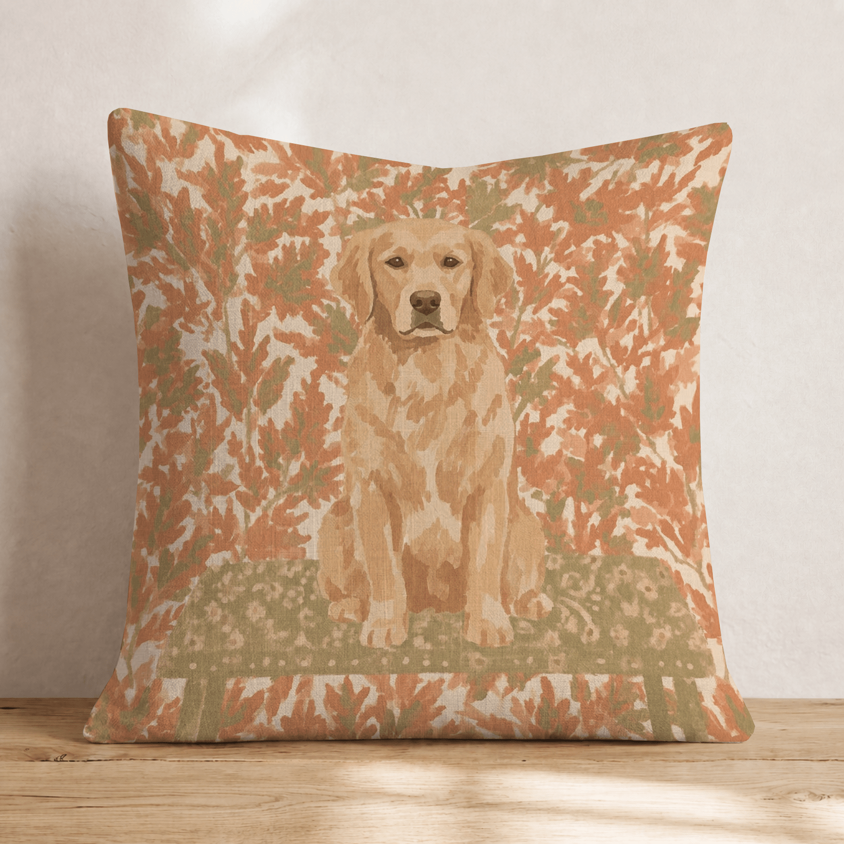 Golden Retriever NYC Fall Afternoon Throw Pillow - Hillcroft Home