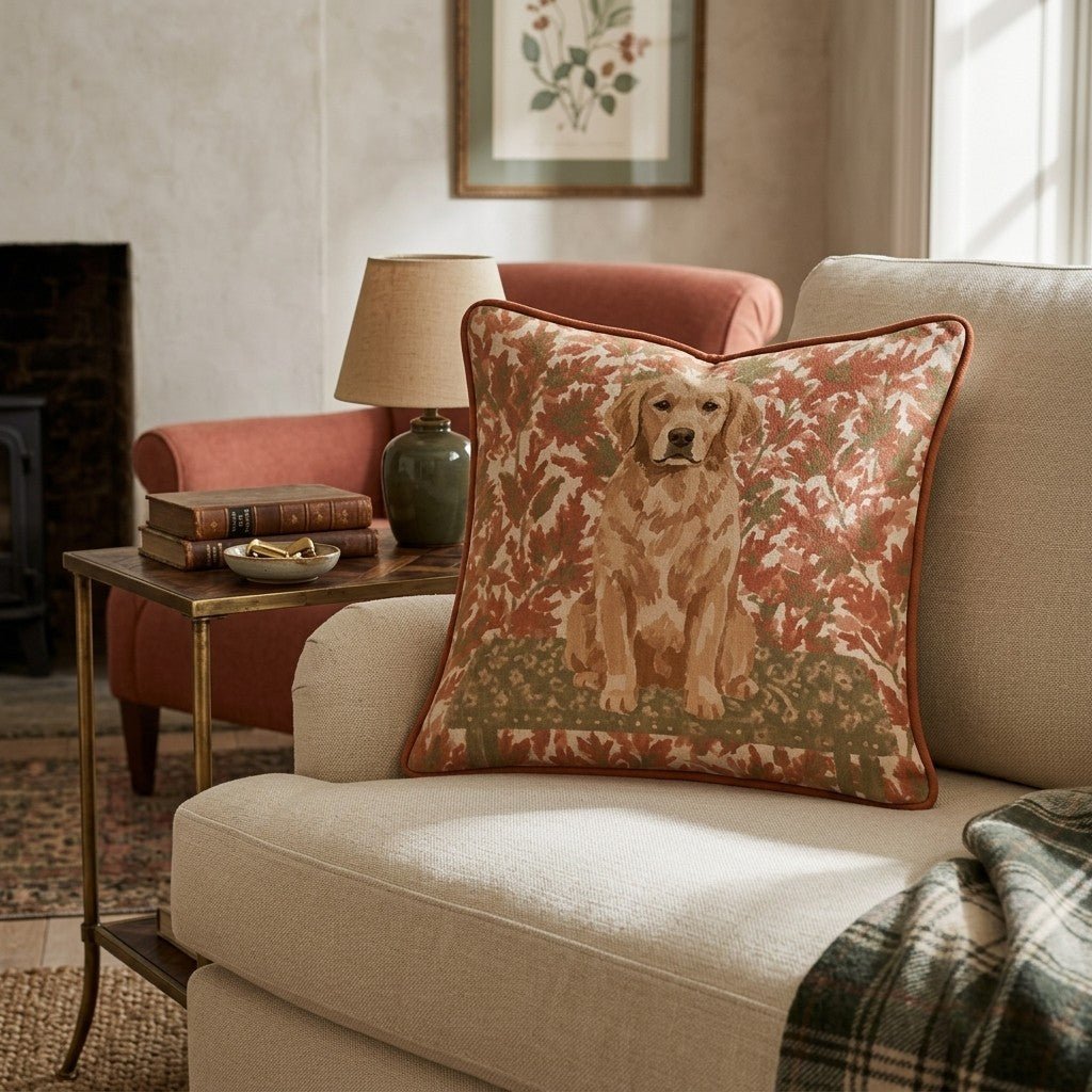 Golden Retriever NYC Fall Afternoon Throw Pillow - Hillcroft Home