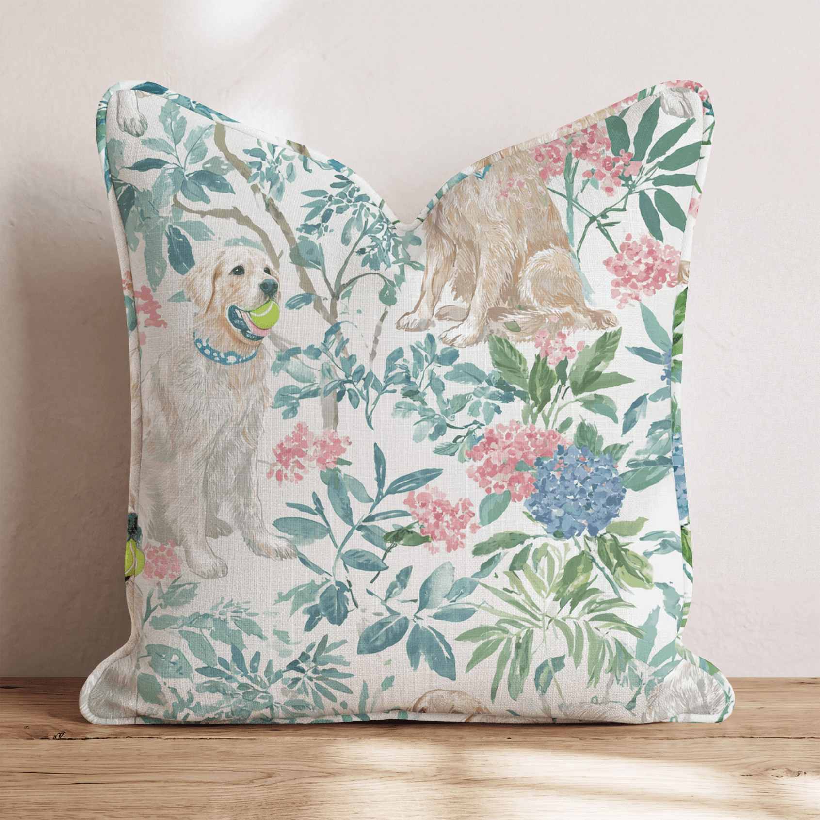 Golden Retriever Summer Throw Pillow - Hillcroft Home
