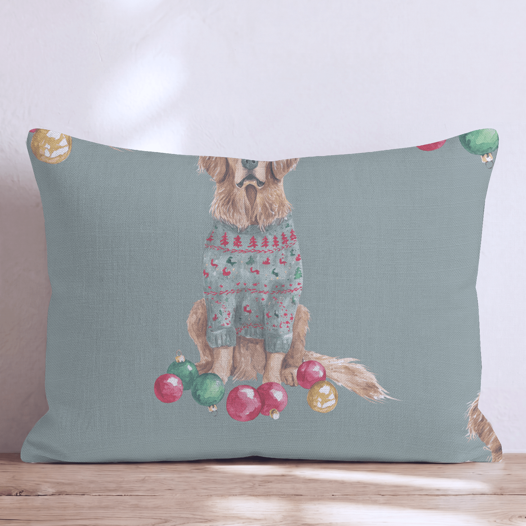 Golden Retriever Sweater Season Throw Pillow - Hillcroft Home