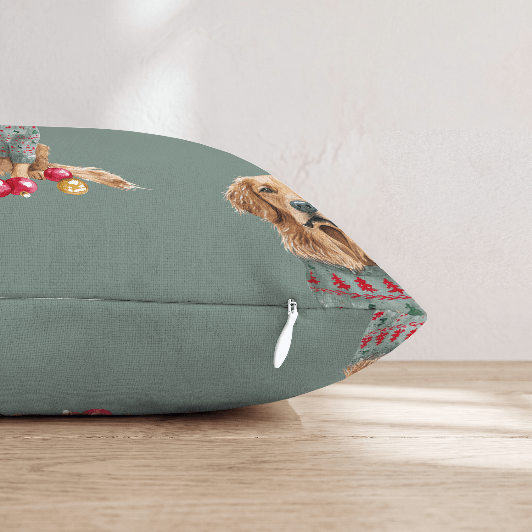 Golden Retriever Sweater Season Throw Pillow - Hillcroft Home