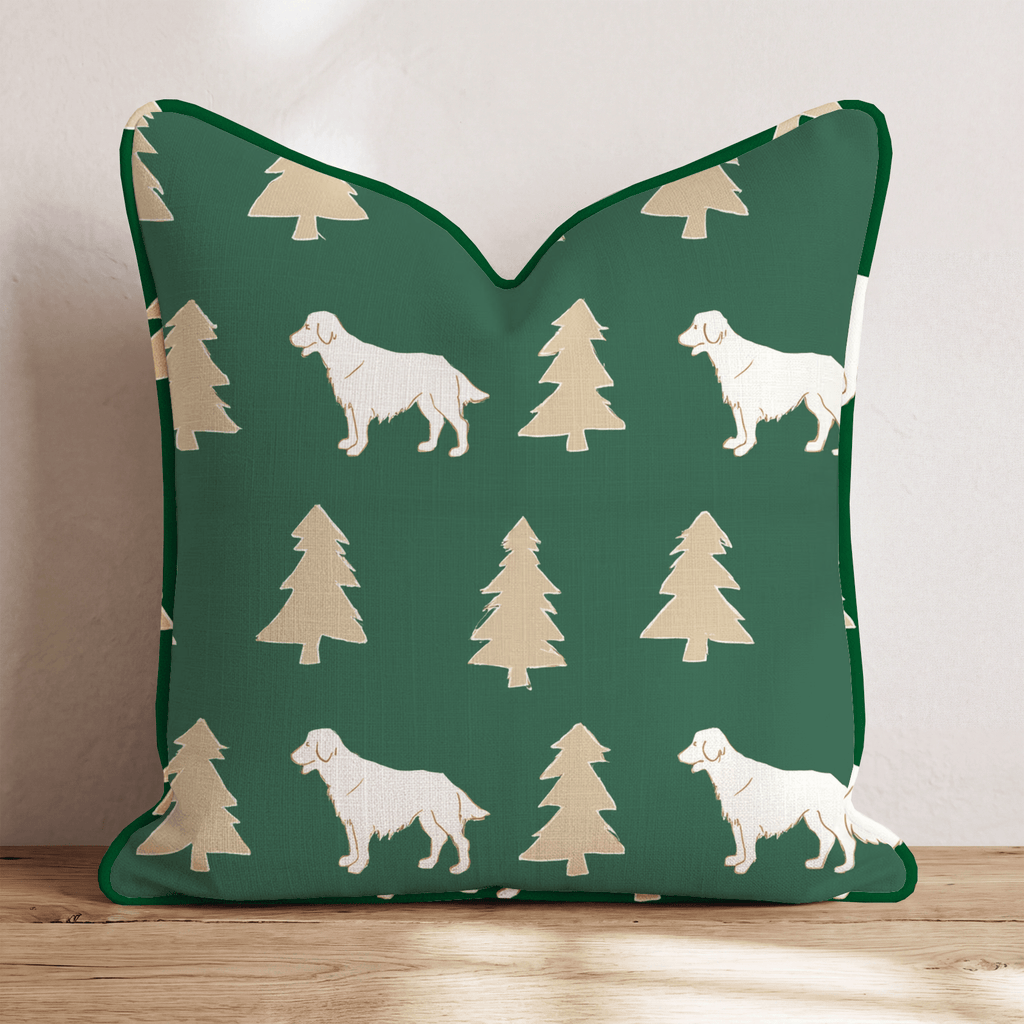 Golden Retriever Tree Silhouettes Throw Pillow - Hillcroft Home