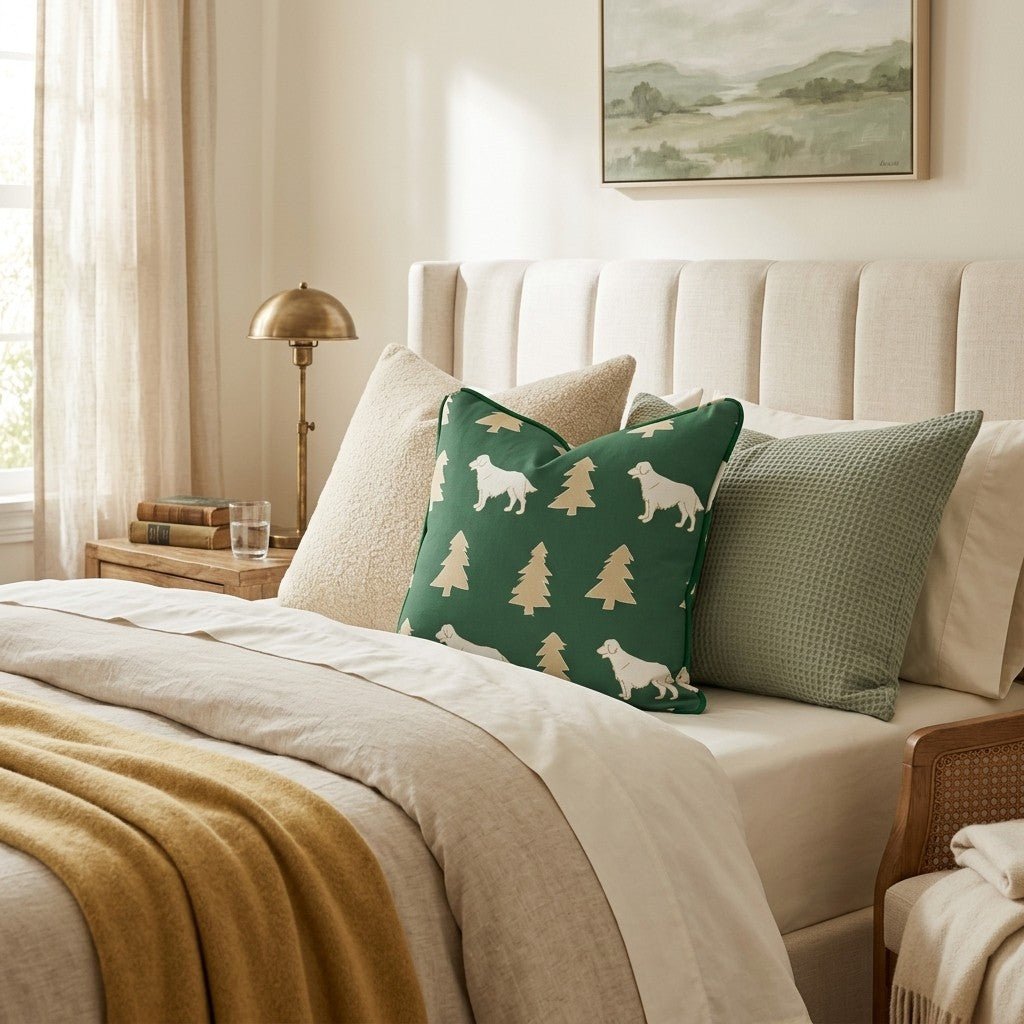 Golden Retriever Tree Silhouettes Throw Pillow - Hillcroft Home
