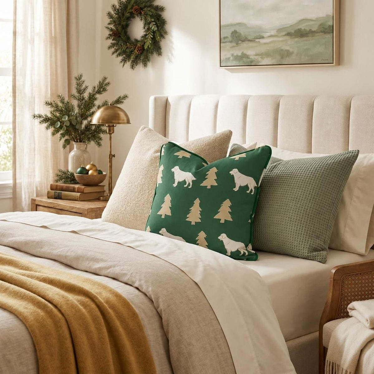 Golden Retriever Tree Silhouettes Throw Pillow throw pillow - Hillcroft Home