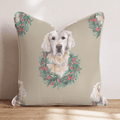 Golden Retriever Wreath Portraits Throw Pillow - Hillcroft Home