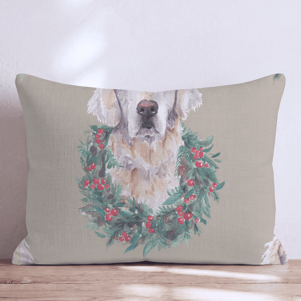 Golden Retriever Wreath Portraits Throw Pillow - Hillcroft Home