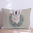 Golden Retriever Wreath Portraits Throw Pillow - Hillcroft Home