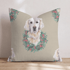 Golden Retriever Wreath Portraits Throw Pillow - Hillcroft Home